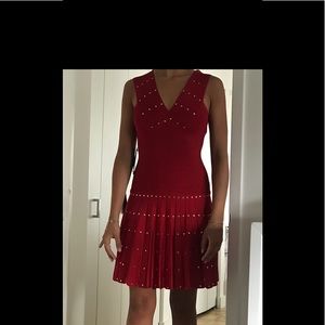 Red dress with gold studs